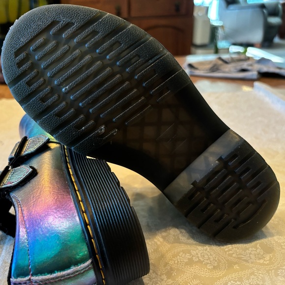 Dr. Martens Iridescent Rainbow Crinkle Leather Mary Jane Shoes. - Picture 2 of 10